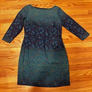 Marchesa Voyage Woman's Size 8 Blue Green Red Floral Long Sleeve Sheath Dress